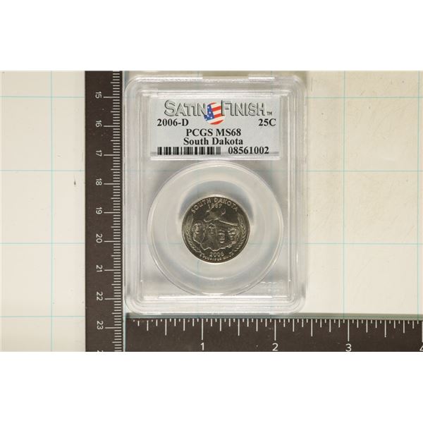 2006-D SOUTH DAKOTA QUARTER PCGS MS68 SATIN FINISH