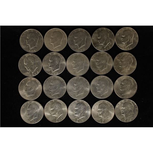 20 ASSORTED IKE DOLLARS UNC, 1971-1978, NINE