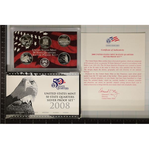 2008 SILVER US 50 STATE QUARTERS PROOF SET WITH