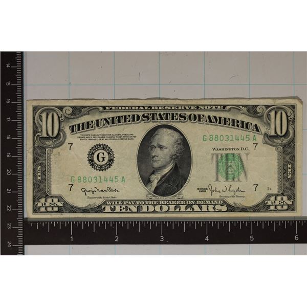 1950 US GREEN SEAL $10 BILL