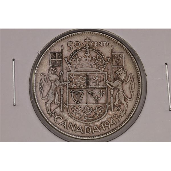 1943 CANADA SILVER 50 CENTS .3 OZ. ASW