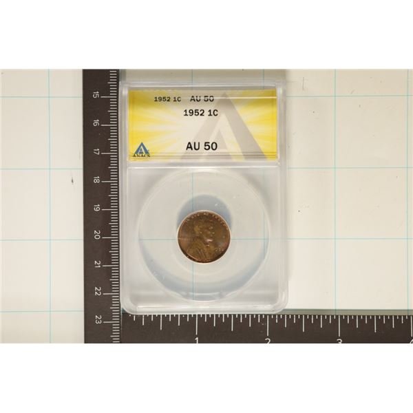 1952 LINCOLN WHEAT CENT ANACS AU50
