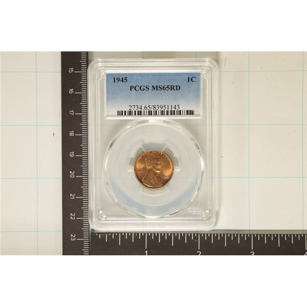 1945 LINCOLN WHEAT CENT PCGS MS65RD