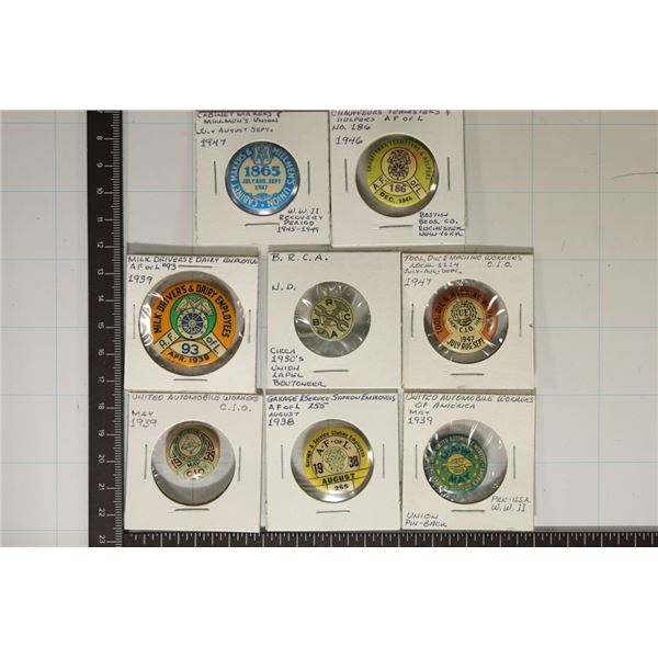 8-1930'S & 1940'S UNION PINBACKS: UNITED AUTO