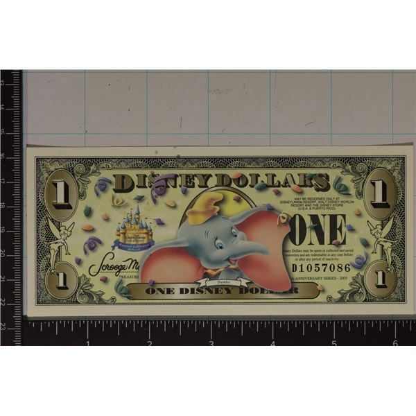 2005 ONE DISNEY DOLLAR CRISP UNC "DUMBO"