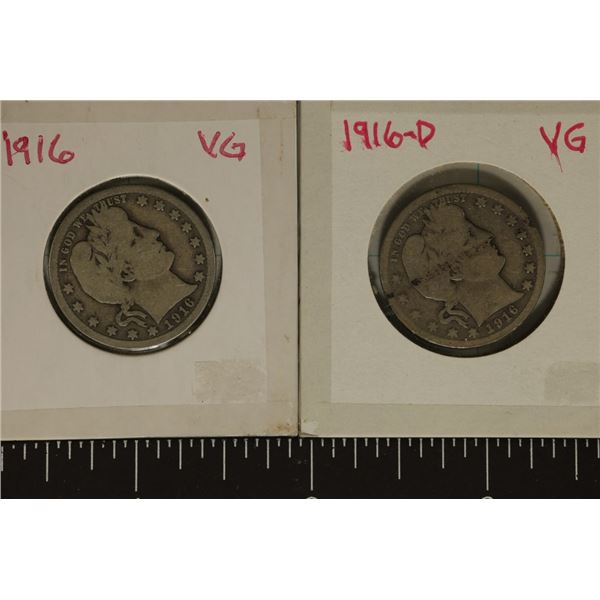 1916 & 1916-D SILVER BARBER QUARTERS