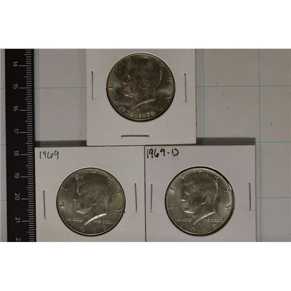3-40% SILVER JOHN F. KENNEDY HALVES UNC: 1976-S