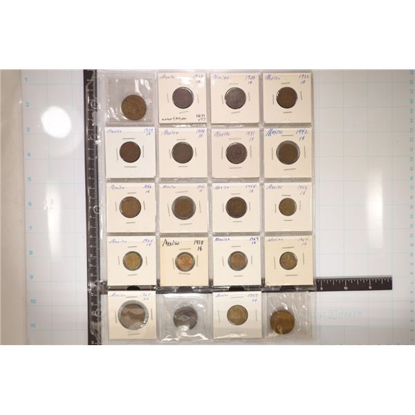 20 MEXICO COINS: 10-1923-1948 ONE CENTAVO, 5-1