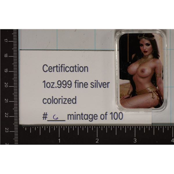1 TROY OZ .999 FINE SILVER ADULT ART BAR #6 OF 100
