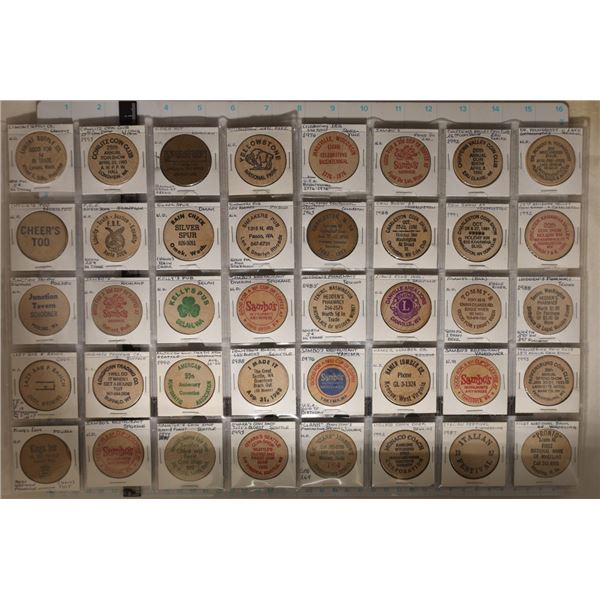 40 WOODEN NICKELS: DANVILLE LIONS CLUB, TOMMY'S,