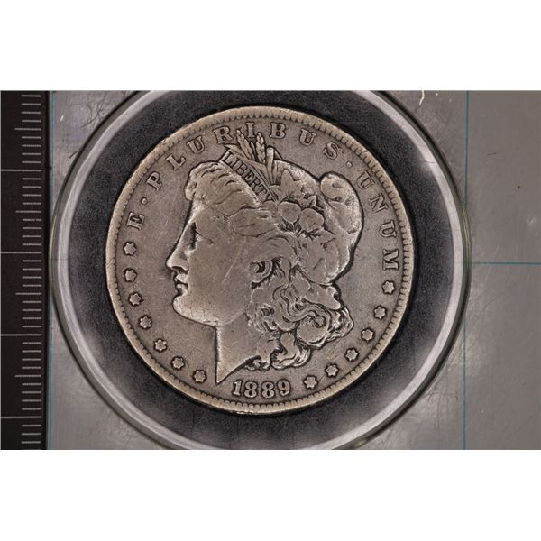 1889-O MORGAN SILVER DOLLAR IN HARD PLASTIC