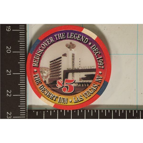 $5 DESERT INN CASINO CHIP DEC. 1997 REDISCOVER