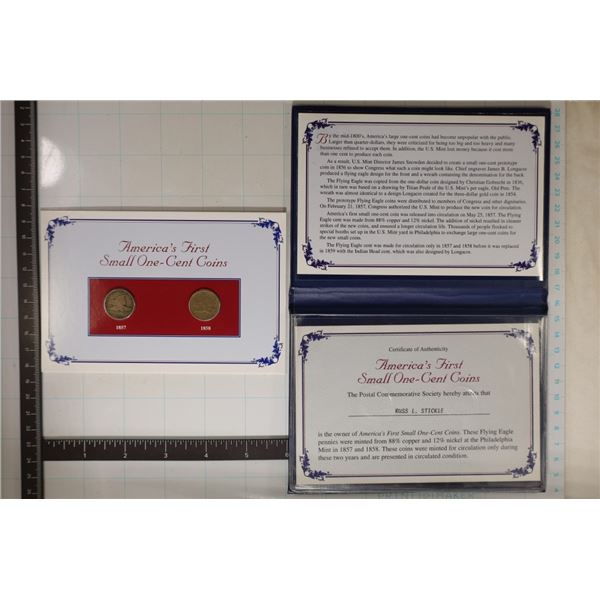 2 FLYING EAGLE CENTS: 1857 & 1858 (SMALL LETTER)