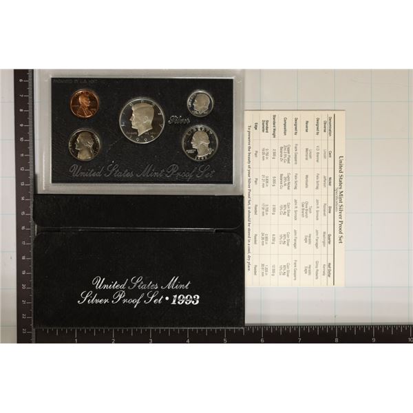 1993 US SILVER PROOF SET (WITH BOX) AND