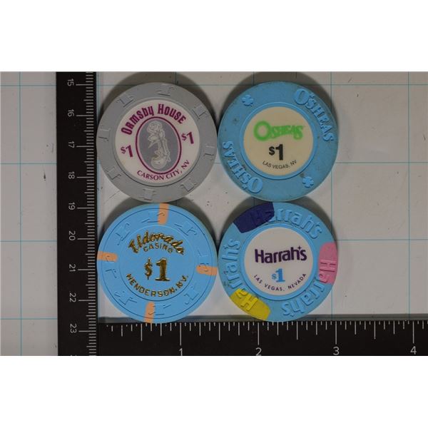 4-$1 PLASTIC CASINO CHIPS: ORMBSY HOUSE,