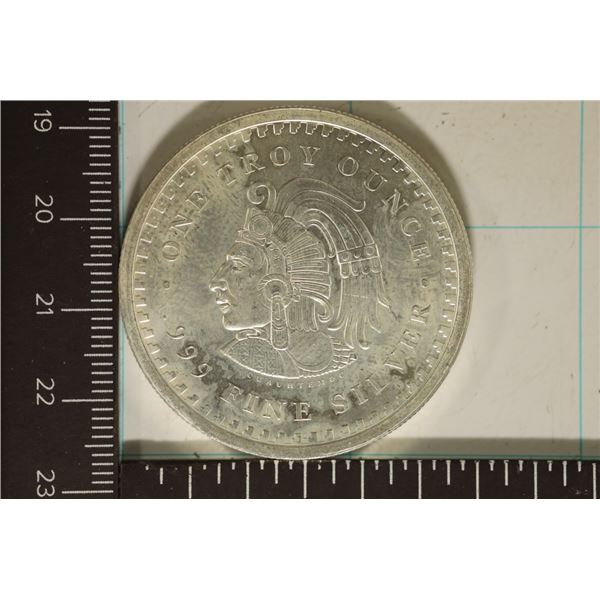 1 TROY OZ .999 FINE SILVER UNC ROUND AZTEC