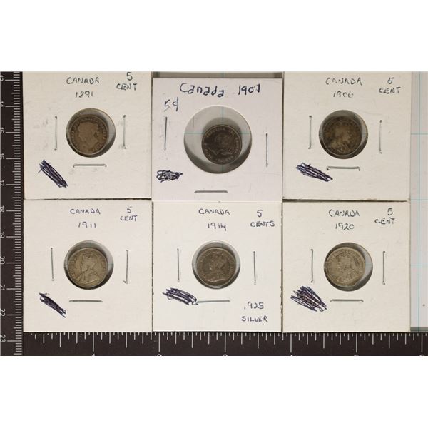 1891, 1901, 1906, 1911,14 & 1920 CANADA SILVER