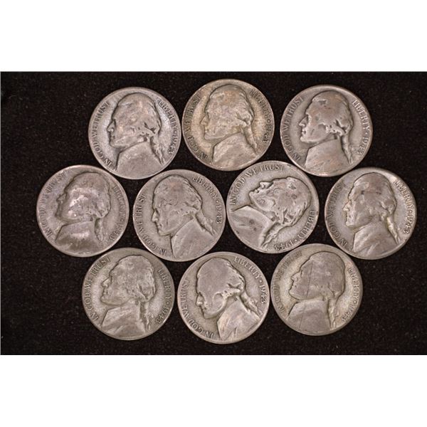 10-35% SILVER JEFFERSON WAR NICKELS: 2-1943-P