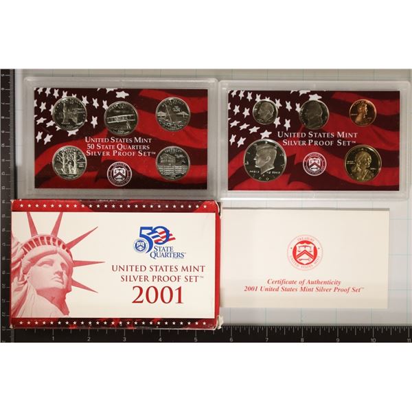 2001 US SILVER PROOF SET (WITH BOX) AND CERT