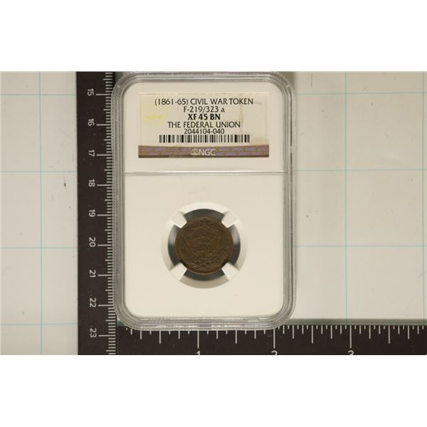 1861-65 CIVIL WAR TOKEN F-219/323 A XF45 BN THE