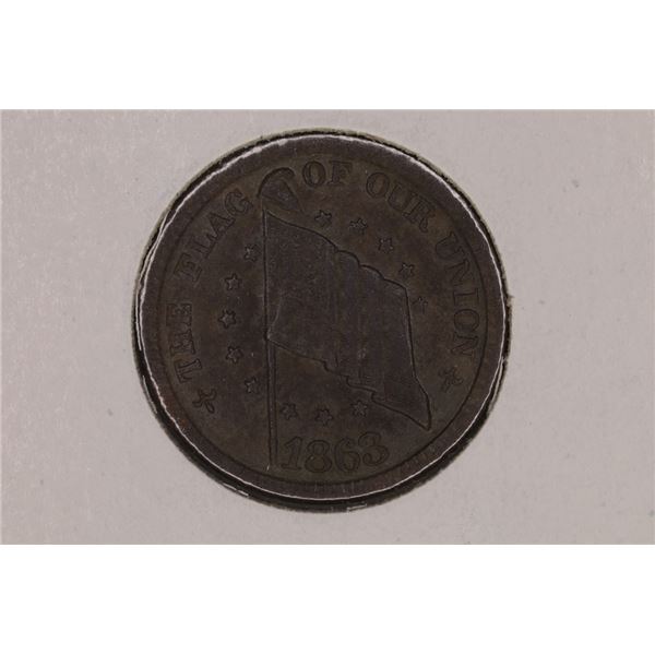 1863 CIVIL WAR TOKEN THE FLAG OF OUR UNION