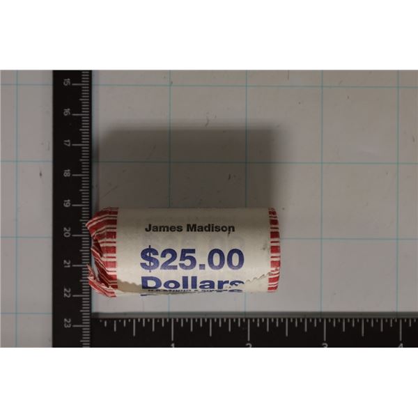 SOLID DATE $25 ROLL OF 2007-D JAMES MADISON UNC