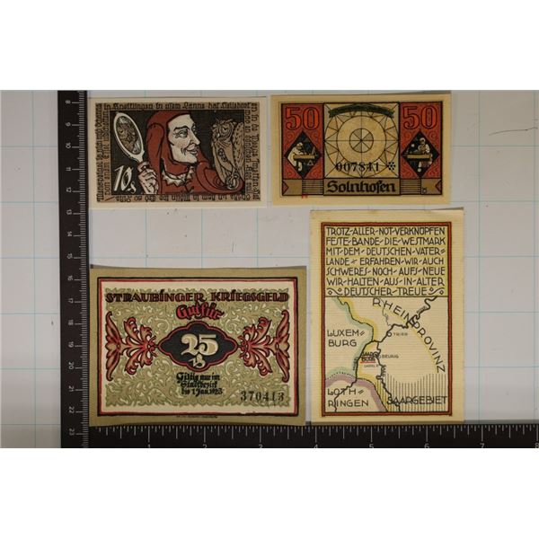 4 CRISP UNC GERMAN NOTGELDS: 10, 25 & 2-50