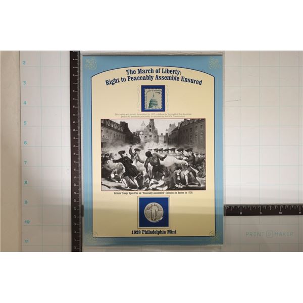 1928 SILVER STANDING LIBERTY QUARTER AND 9 CENT