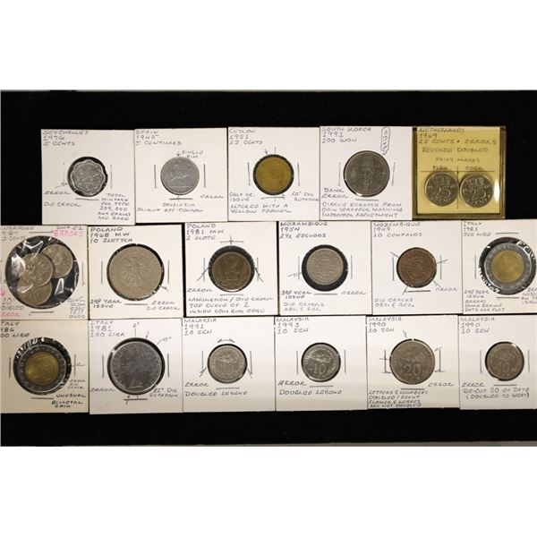 20 ASSORTED FOREIGN ERROR COINS FROM 1945-