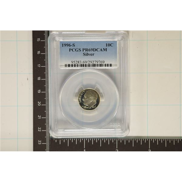 1996-S SILVER ROOSEVELT DIME PCGS PR69 DCAM