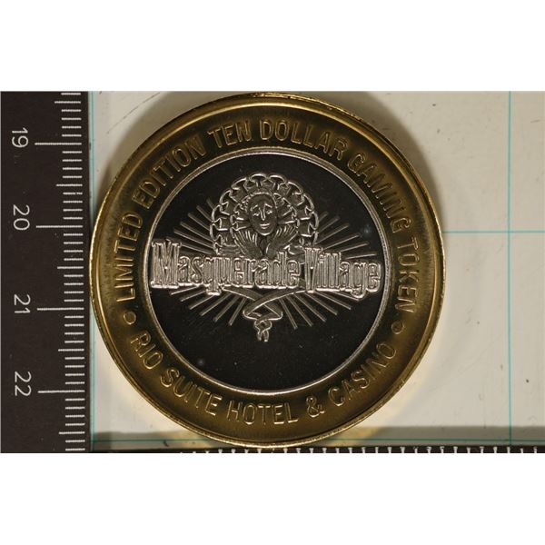 CASINO $10 SILVER TOKEN (UNC) REO HOTEL & CASINO