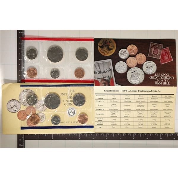 1990 US MINT SET (UNC) P/D (WITH ENVELOPE) AND