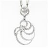 Image 3 : 14k White Gold 2.06 ctw GIA Large Diamond Open Swirl Dangle Pendant w/ Dual Chai