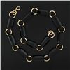 Image 5 : Antique Victorian 14K Gold Alternating Reddish Black Stone & Round Link Necklace