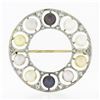Image 1 : Antique Belle Epoque Platinum Multi Color Pearl Diamond Wreath Circle Pin Brooch