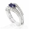 Image 7 : 14k White Gold 0.77 ctw Amethyst Solitaire & Diamond Wavy Insert Band Ring Set