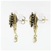 Image 4 : Vintage Victorian Revival 14k Gold Lozenge Black Onyx Pearl Drop Dangle Earrings