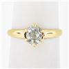 Image 1 : Antique Victorian 14k Gold 0.82 ctw Old Cushion Diamond Solitaire Engagement Rin