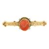 Image 1 : Antique Victorian 14k Gold GIA Carved Coral Cameo Hand Engraved Bar Brooch Pin