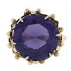 Image 4 : Vintage 12k Gold 15mm Round Synthetic Purple Stone Solitaire Ring w/ Bead Frame