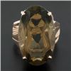 Image 2 : Handmade 14K Rose Gold Large Oval Smoky Quartz Solitaire Wire Work Cocktail Ring