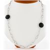 Image 1 : Luca Carati 18k White Gold 4 Station Bezel Black Onyx Long Open Chain Necklace