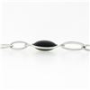Image 5 : Luca Carati 18k White Gold 4 Station Bezel Black Onyx Long Open Chain Necklace