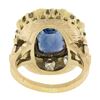 Image 8 : Vintage 14K Gold GIA Ceylon No Heat Cushion Sapphire & Diamond Halo Platter Ring