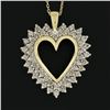 Image 2 : Classic 14K TT Gold 1 ctw Champagne Diamond Open Heart Pendant w/ Chain Necklace