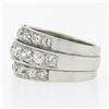 Image 6 : Antique Edwardian Platinum 2.75 ctw Chunky Old Mine Diamond 3 Row Wide Band Ring