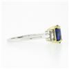 Image 5 : New 18K TT Gold GIA Ceylon Sapphire & Baguette Diamond 3 Stone Engagement Ring