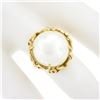Image 3 : Vintage 14K Yellow Gold Large 14.8mm Mabe Pearl Open Work w/ Grooved Band Ring