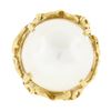 Image 4 : Vintage 14K Yellow Gold Large 14.8mm Mabe Pearl Open Work w/ Grooved Band Ring
