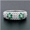 Image 2 : Fancy 18K White Gold 0.68 ctw Emerald Diamond Dome Bombe Flower Cluster Band Rin